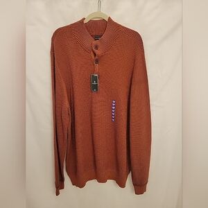 G.H.BASS & CO. Men's 2XL  100% Cotton Stretch Knit Rust Sweater NWT